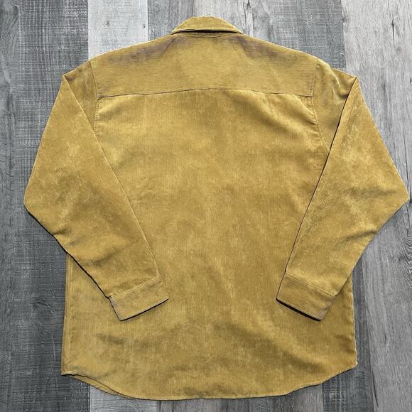VTG Stag Hill Corduroy Button Shirt Mens Golden Yellow Cord Two Pocket Casual - Picture 2 of 5